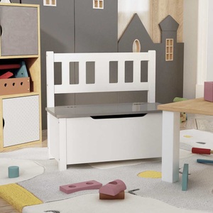 vidaXL, vidaXL Kinderbank mit Stauraum Weiß und Grau 60x30x55 cm MDF, vidaXL Kinderbank mit Stauraum Weiß und Grau 60x30x55 cm MDF