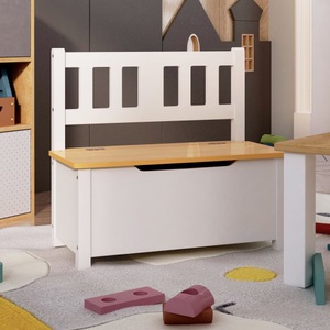 vidaXL, vidaXL Kinderbank mit Stauraum Weiß und Beige 60x30x55 cm MDF, vidaXL Kinderbank mit Stauraum Weiß und Beige 60x30x55 cm MDF