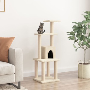 vidaXL, vidaXL Kratzbaum mit Sisal-Kratzsäulen Creme 105 cm