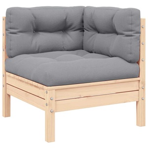 vidaXL, vidaXL Garten-Ecksofa mit Grauen Kissen Massivholz Kiefer