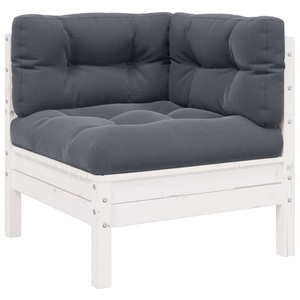vidaXL, vidaXL Garten-Ecksofa mit Kissen Weiß Massivholz Kiefer