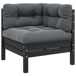 vidaXL, vidaXL Garten-Ecksofa mit Kissen Schwarz Massivholz Kiefer