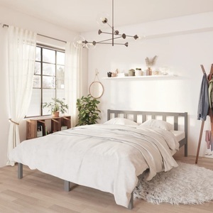 vidaXL, vidaXL Massivholzbett Grau Kiefer 150x200 cm 5FT King Size