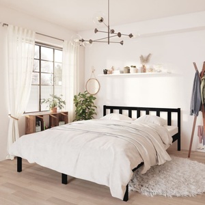 vidaXL, vidaXL Massivholzbett Schwarz Kiefer 150x200 cm 5FT King Size