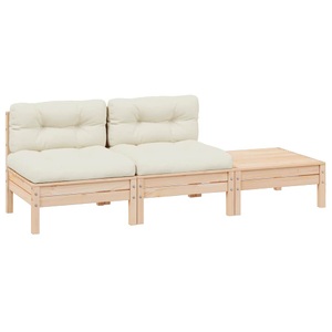 vidaXL, vidaXL 3-tlg. Garten-Lounge-Set mit Creme Kissen Massivholz Kiefer