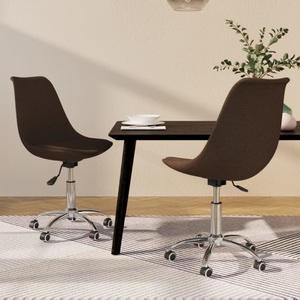 vidaXL, vidaXL Esszimmerstühle 2 Stk. Drehbar Dunkelbraun Stoff, 