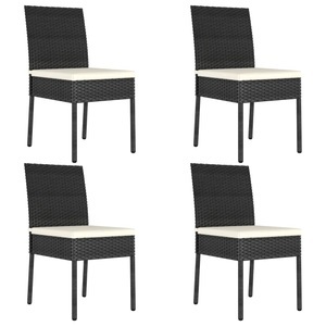 vidaXL, vidaXL Garten-Essstühle 4 Stk. Poly Rattan Schwarz, vidaXL Garten-Essstühle 4 Stk. Poly Rattan Schwarz