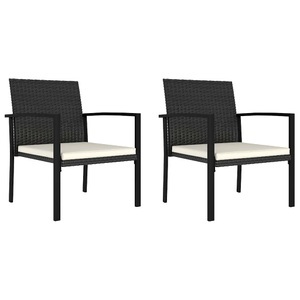 vidaXL, vidaXL Garten-Essstühle 2 Stk. Poly Rattan Schwarz