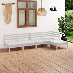 vidaXL, vidaXL 5-tlg. Garten-Lounge-Set Massivholz Kiefer Weiß, vidaXL 5-tlg. Garten-Lounge-Set Massivholz Kiefer Weiß