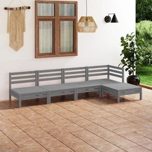 vidaXL, vidaXL 5-tlg. Garten-Lounge-Set Massivholz Kiefer Grau
