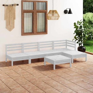 vidaXL, vidaXL 6-tlg. Garten-Lounge-Set Massivholz Kiefer Weiß, 
