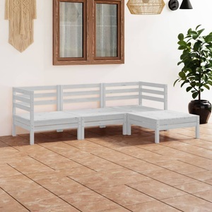 vidaXL, vidaXL 4-tlg. Garten-Lounge-Set Massivholz Kiefer Weiß