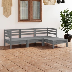 vidaXL, vidaXL 4-tlg. Garten-Lounge-Set Massivholz Kiefer Grau