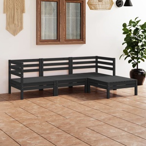 vidaXL, vidaXL 4-tlg. Garten-Lounge-Set Massivholz Kiefer Schwarz