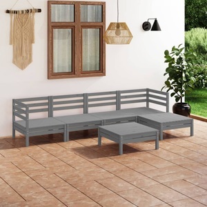 vidaXL, vidaXL 6-tlg. Garten-Lounge-Set Massivholz Kiefer Grau