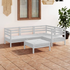 vidaXL, vidaXL 5-tlg. Garten-Lounge-Set Massivholz Kiefer Weiß, vidaXL 5-tlg. Garten-Lounge-Set Massivholz Kiefer Weiß