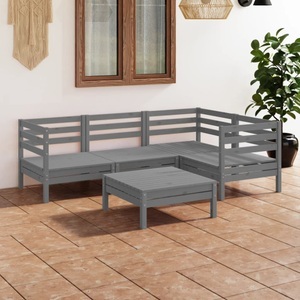vidaXL, vidaXL 5-tlg. Garten-Lounge-Set Massivholz Kiefer Grau