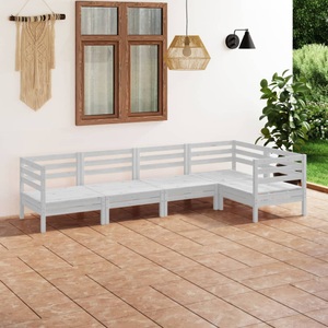 vidaXL, vidaXL 5-tlg. Garten-Lounge-Set Massivholz Kiefer Weiß, 