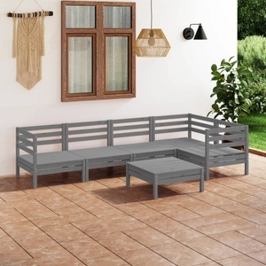 vidaXL, vidaXL 6-tlg. Garten-Lounge-Set Massivholz Kiefer Grau, vidaXL 6-tlg. Garten-Lounge-Set Massivholz Kiefer Grau