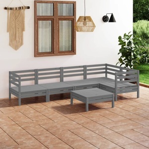 vidaXL, vidaXL 6-tlg. Garten-Lounge-Set Massivholz Kiefer Grau