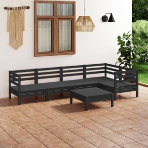 vidaXL, vidaXL 6-tlg. Garten-Lounge-Set Massivholz Kiefer Schwarz