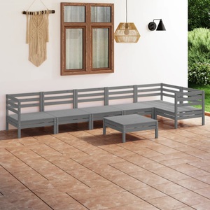 vidaXL, vidaXL 7-tlg. Garten-Lounge-Set Kiefer Massivholz Grau, 