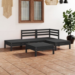 vidaXL, vidaXL 5-tlg. Garten-Lounge-Set Massivholz Kiefer Schwarz, vidaXL 5-tlg. Garten-Lounge-Set Massivholz Kiefer Schwarz