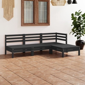 vidaXL, vidaXL 4-tlg. Garten-Lounge-Set Massivholz Kiefer Schwarz