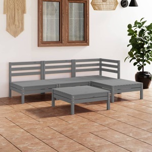 vidaXL, vidaXL 5-tlg. Garten-Lounge-Set Kiefer Massivholz Grau, vidaXL 5-tlg. Garten-Lounge-Set Massivholz Kiefer Grau