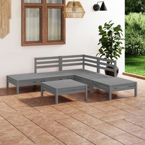 vidaXL, vidaXL 6-tlg. Garten-Lounge-Set Massivholz Kiefer Grau