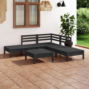 vidaXL, vidaXL 6-tlg. Garten-Lounge-Set Massivholz Kiefer Schwarz