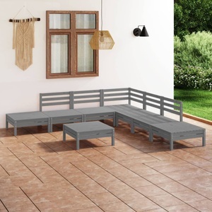 vidaXL, vidaXL 8-tlg. Garten-Lounge-Set Massivholz Kiefer Grau