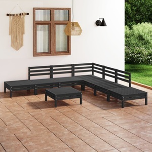 vidaXL, vidaXL 8-tlg. Garten-Lounge-Set Massivholz Kiefer Schwarz, vidaXL 8-tlg. Garten-Lounge-Set Massivholz Kiefer Schwarz