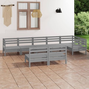 vidaXL, vidaXL 8-tlg. Garten-Lounge-Set Massivholz Kiefer Grau, 