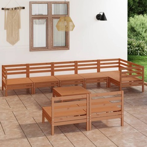vidaXL, vidaXL 9-tlg. Garten-Lounge-Set Massivholz Kiefer Honigbraun