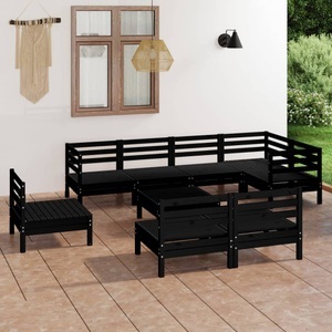 vidaXL, vidaXL 9-tlg. Garten-Lounge-Set Massivholz Kiefer Schwarz