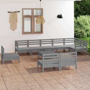 vidaXL, vidaXL 10-tlg. Garten-Lounge-Set Massivholz Kiefer Grau