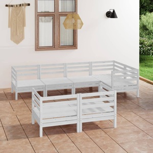 vidaXL, vidaXL 7-tlg. Garten-Lounge-Set Massivholz Kiefer Weiß, 