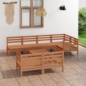 vidaXL, vidaXL 8-tlg. Garten-Lounge-Set Massivholz Kiefer Honigbraun