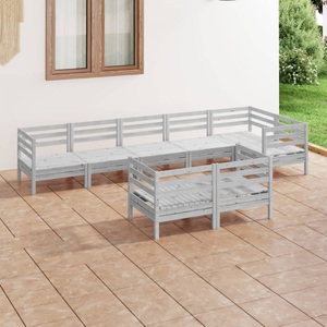 vidaXL, vidaXL 8-tlg. Garten-Lounge-Set Massivholz Kiefer Grau, 