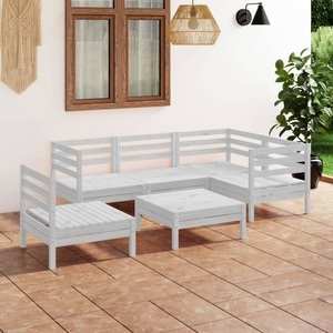 vidaXL, vidaXL 6-tlg. Garten-Lounge-Set Massivholz Kiefer Weiß