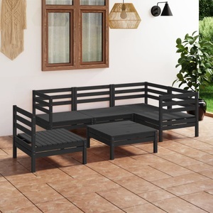vidaXL, vidaXL 6-tlg. Garten-Lounge-Set Massivholz Kiefer Schwarz
