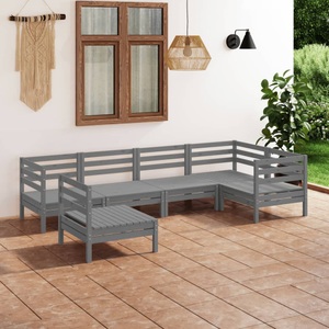vidaXL, vidaXL 6-tlg. Garten-Lounge-Set Massivholz Kiefer Grau, 