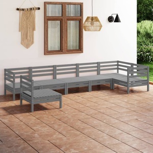 vidaXL, vidaXL 7-tlg. Garten-Lounge-Set Massivholz Kiefer Grau, vidaXL 7-tlg. Garten-Lounge-Set Massivholz Kiefer Grau