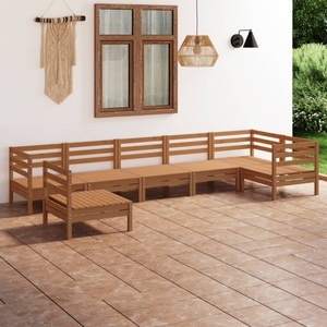 vidaXL, vidaXL 7-tlg. Garten-Lounge-Set Massivholz Kiefer Honigbraun