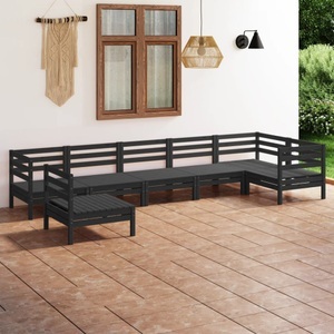 vidaXL, vidaXL 7-tlg. Garten-Lounge-Set Massivholz Kiefer Schwarz