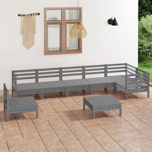 vidaXL, vidaXL 8-tlg. Garten-Lounge-Set Massivholz Kiefer Grau