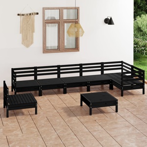 vidaXL, vidaXL 8-tlg. Garten-Lounge-Set Massivholz Kiefer Schwarz, vidaXL 8-tlg. Garten-Lounge-Set Massivholz Kiefer Schwarz