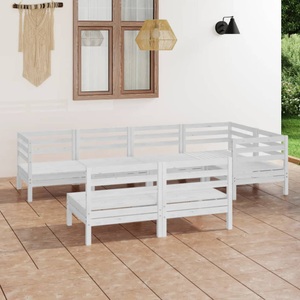vidaXL, vidaXL 7-tlg. Garten-Lounge-Set Massivholz Kiefer Weiß, vidaXL 7-tlg. Garten-Lounge-Set Massivholz Kiefer Weiß