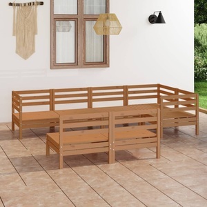 vidaXL, vidaXL 7-tlg. Garten-Lounge-Set Massivholz Kiefer Honigbraun